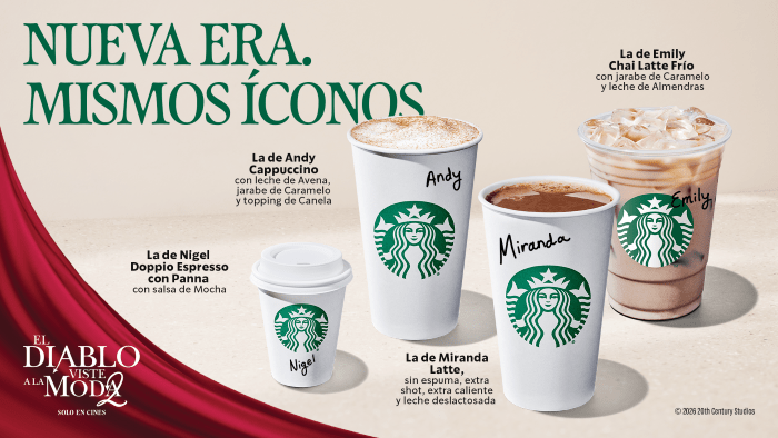 Starbucks presenta una nueva colección de bebidas inspirada en los personajes de “Devil Wears Prada 2”