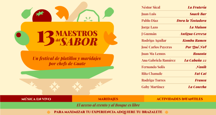 Son 13 Maestros del sabor quienes nos harán vivir una experiencia gastronómica diferente